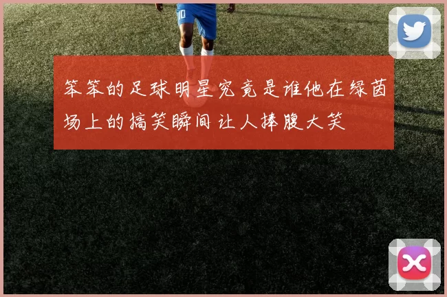 笨笨的足球明星究竟是谁他在绿茵场上的搞笑瞬间让人捧腹大笑